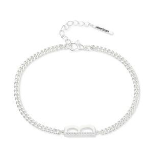 Unwritten Fine Silver Plate Cubic Zirconia Initial B 7”+1” Bracelet